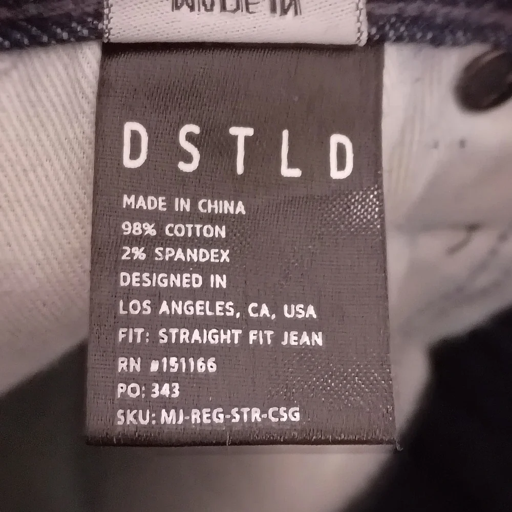 DSTLD Mens Straight Fit Selvedge Jeans Dark Indigo Blue 33x34 Button Fly - 34x33
